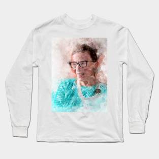 Ruth Bader Ginsburg Smiling Portrait Watercolor E Long Sleeve T-Shirt